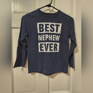 Children's Place graphic Best Nephew Ever shirt blue Size Medium 7/8 long sleeve
